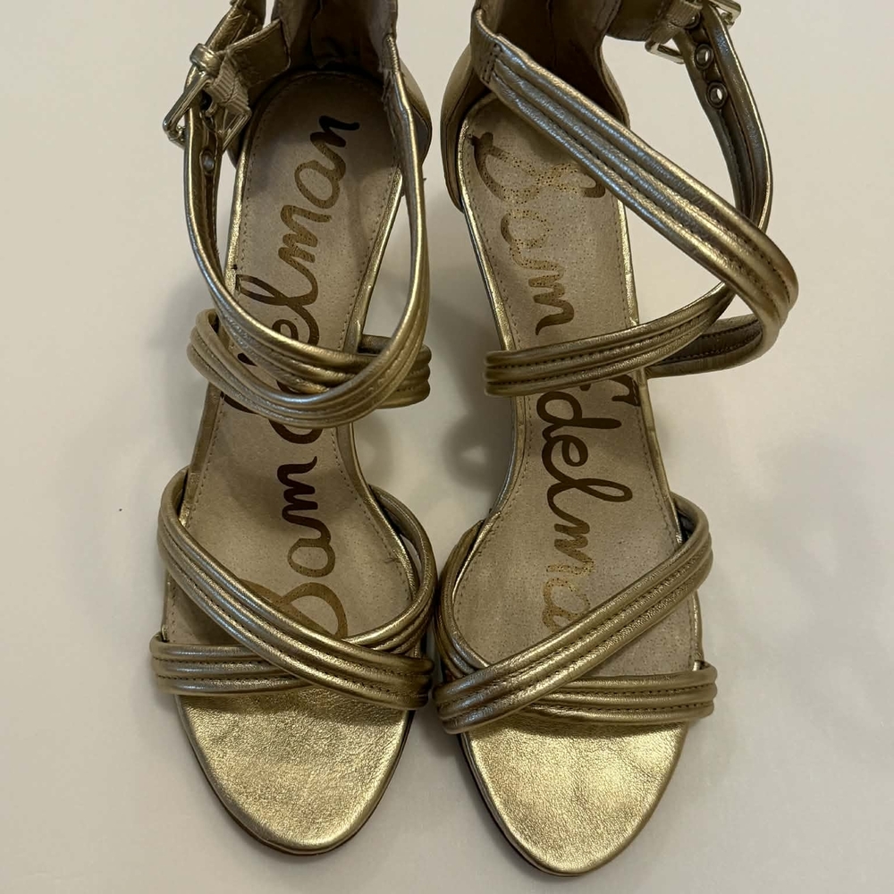 Sam Edelman Metallic Gold Strappy Heels